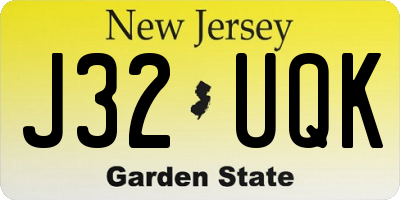 NJ license plate J32UQK