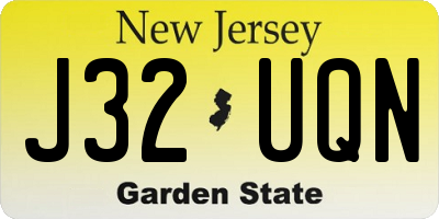 NJ license plate J32UQN