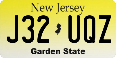 NJ license plate J32UQZ