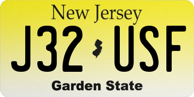 NJ license plate J32USF