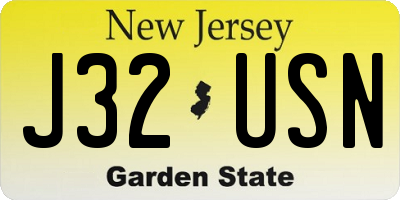 NJ license plate J32USN