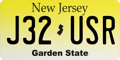 NJ license plate J32USR