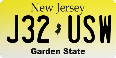NJ license plate J32USW