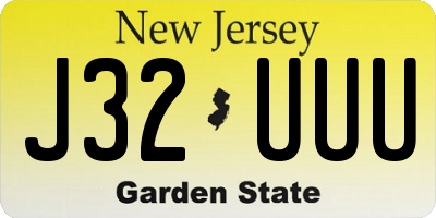 NJ license plate J32UUU