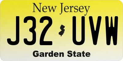 NJ license plate J32UVW