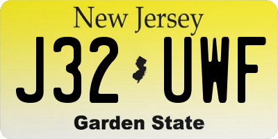 NJ license plate J32UWF