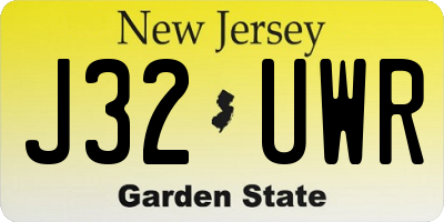 NJ license plate J32UWR