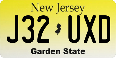 NJ license plate J32UXD