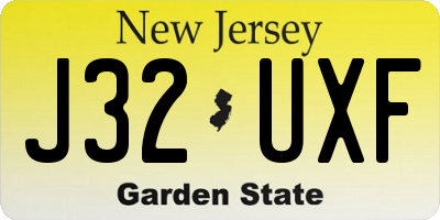 NJ license plate J32UXF