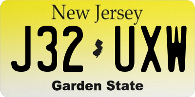 NJ license plate J32UXW