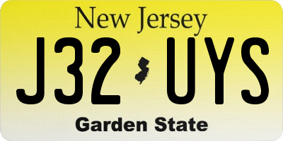 NJ license plate J32UYS