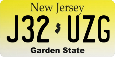 NJ license plate J32UZG