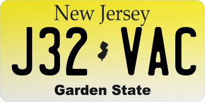 NJ license plate J32VAC