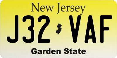 NJ license plate J32VAF