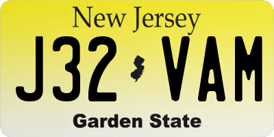 NJ license plate J32VAM