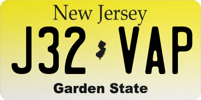 NJ license plate J32VAP