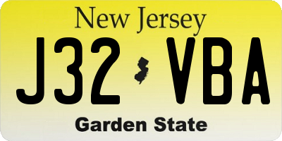 NJ license plate J32VBA