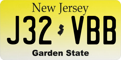 NJ license plate J32VBB