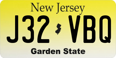 NJ license plate J32VBQ