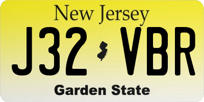 NJ license plate J32VBR