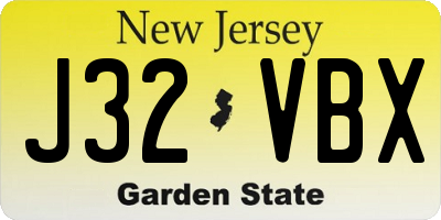 NJ license plate J32VBX