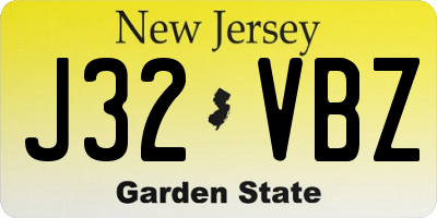 NJ license plate J32VBZ