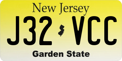 NJ license plate J32VCC