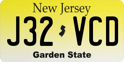 NJ license plate J32VCD