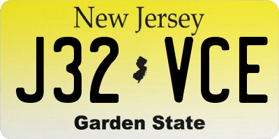NJ license plate J32VCE