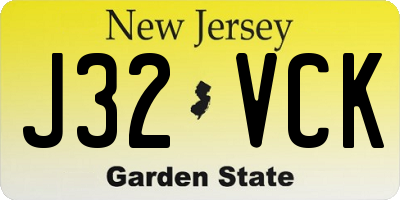 NJ license plate J32VCK