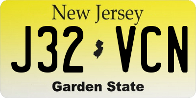 NJ license plate J32VCN