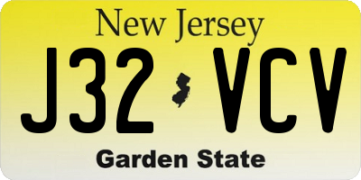 NJ license plate J32VCV