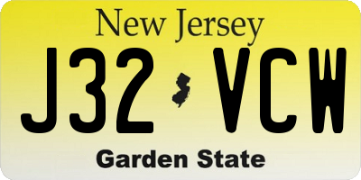 NJ license plate J32VCW