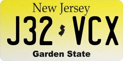 NJ license plate J32VCX