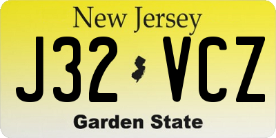 NJ license plate J32VCZ