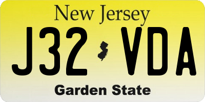 NJ license plate J32VDA