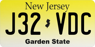 NJ license plate J32VDC