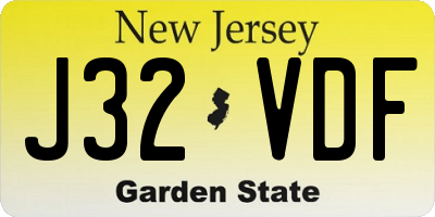NJ license plate J32VDF