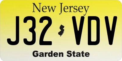 NJ license plate J32VDV