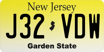 NJ license plate J32VDW