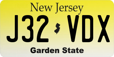 NJ license plate J32VDX