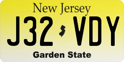 NJ license plate J32VDY