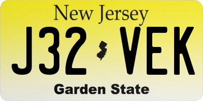 NJ license plate J32VEK