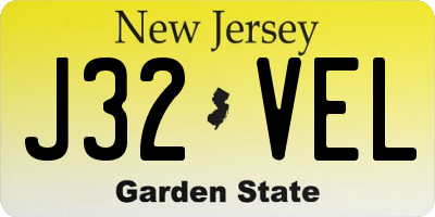 NJ license plate J32VEL