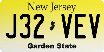 NJ license plate J32VEV