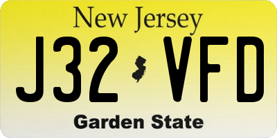 NJ license plate J32VFD
