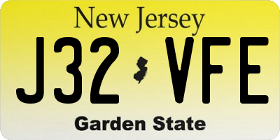 NJ license plate J32VFE