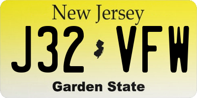 NJ license plate J32VFW