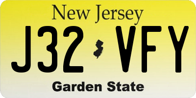 NJ license plate J32VFY