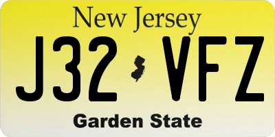 NJ license plate J32VFZ
